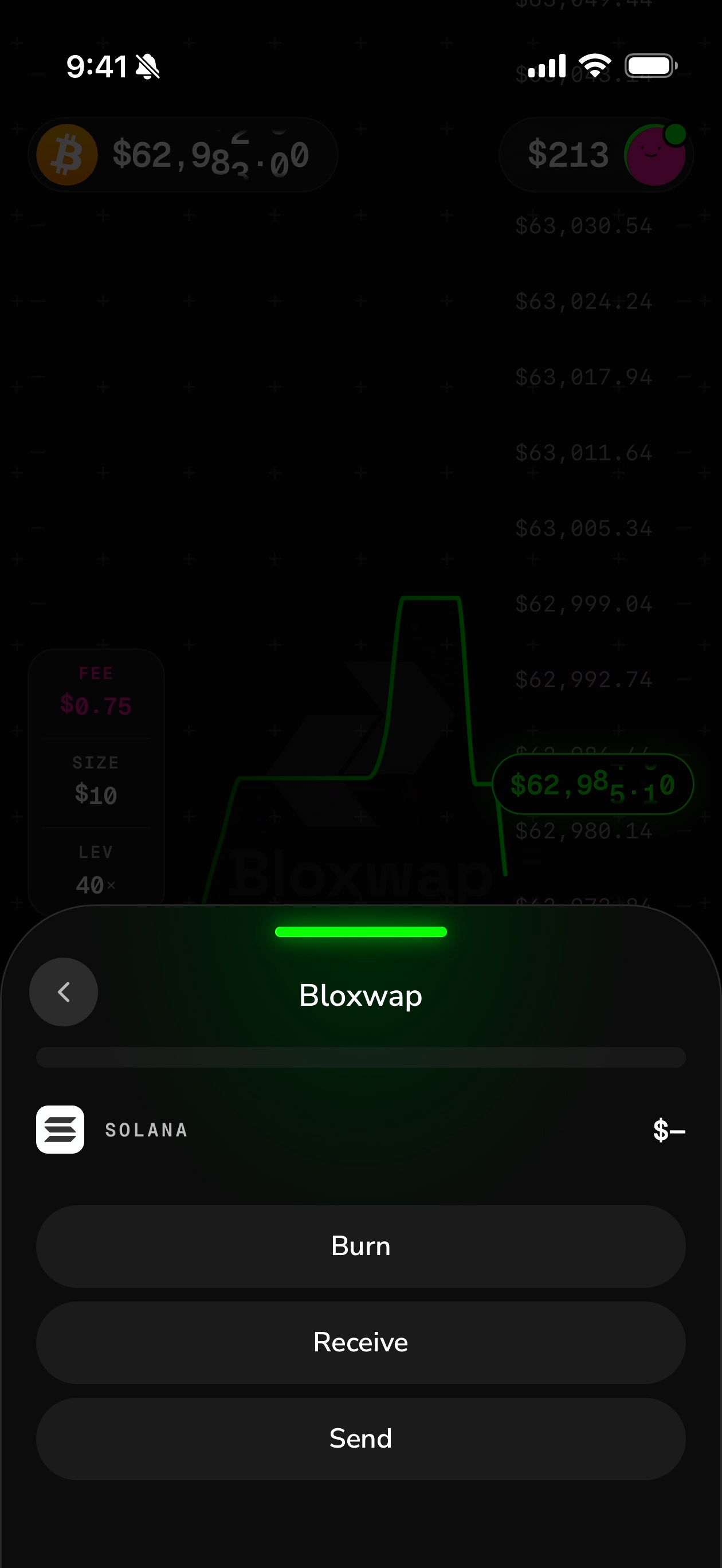 The Bloxwap token sheet with the Burn action